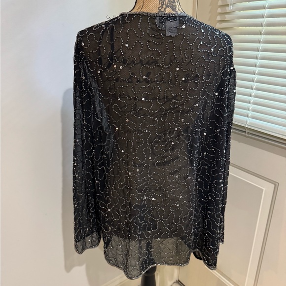 Elegant Black Sheer Jacket / cover over cocktail or evening gown size 1X - Picture 5 of 9